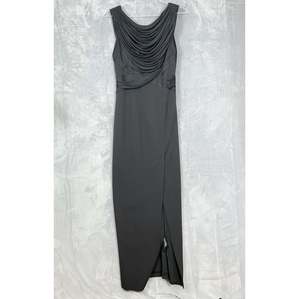 Karen Millen Black Jersey Drape Wedding Cocktail Occasion Long‎ Maxi Dress US 8